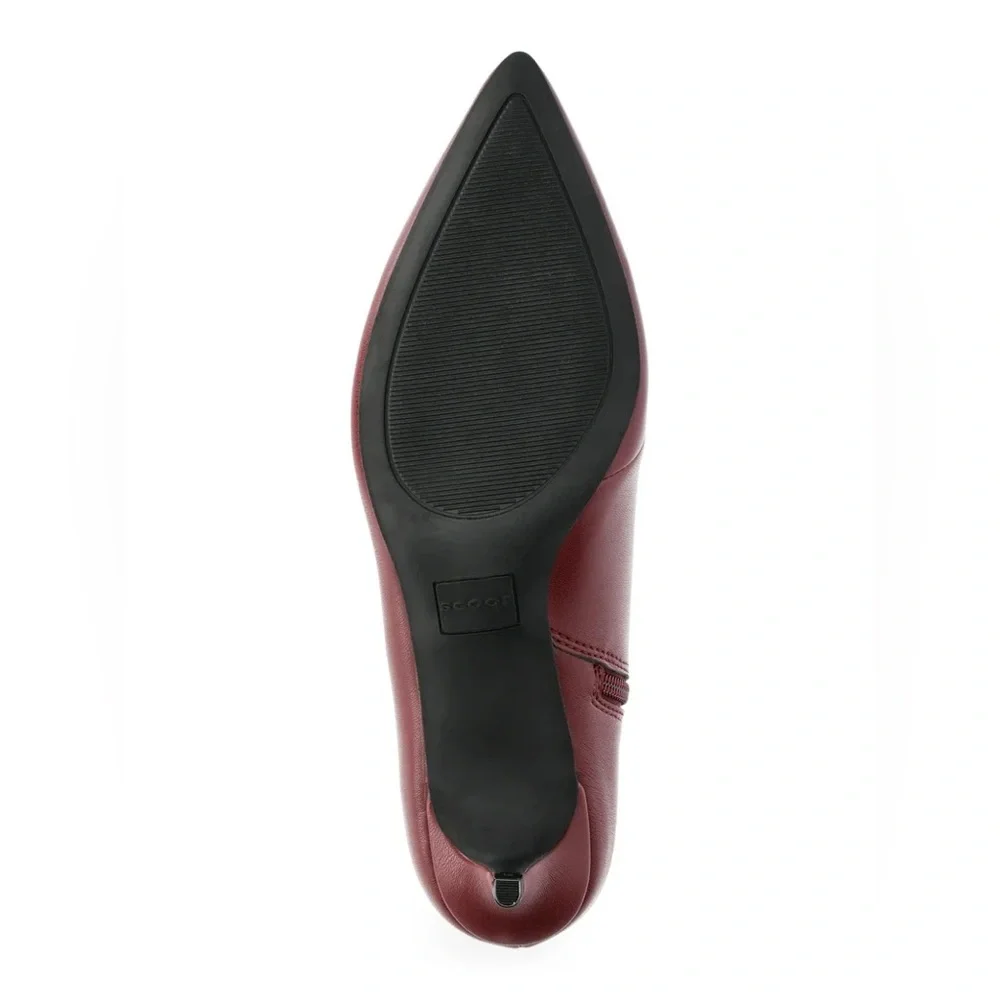 Scoop Women's Faux Leather Burgundy Kitten Heel Ankle Boots - Size 8 Like New - Picture 5 of 6